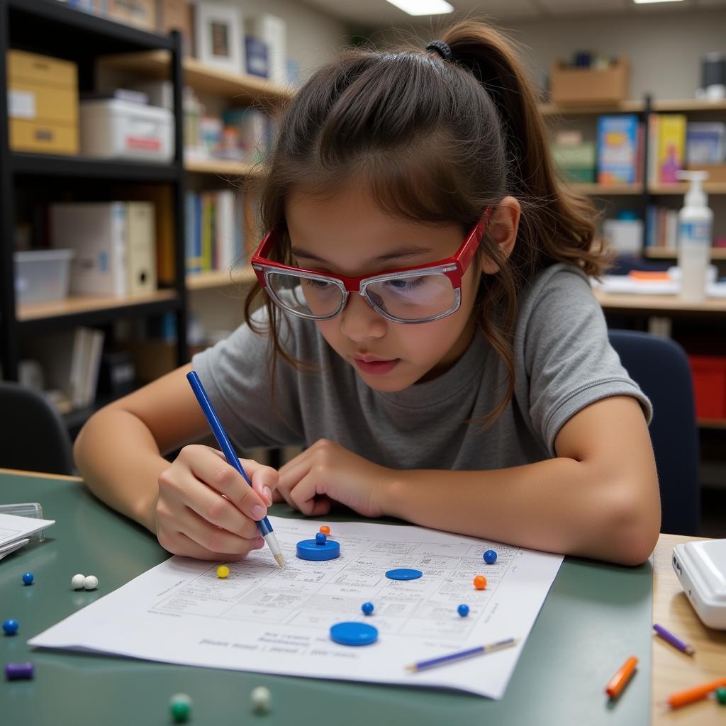 Student Studying Organic Chemistry with Molecular Models