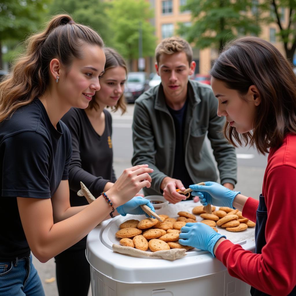 Student volunteering for community service