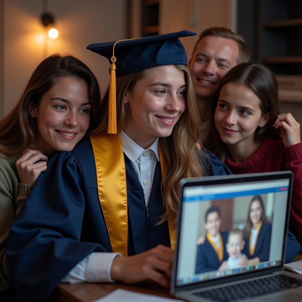 Student Watching a Virtual Honor Society Induction