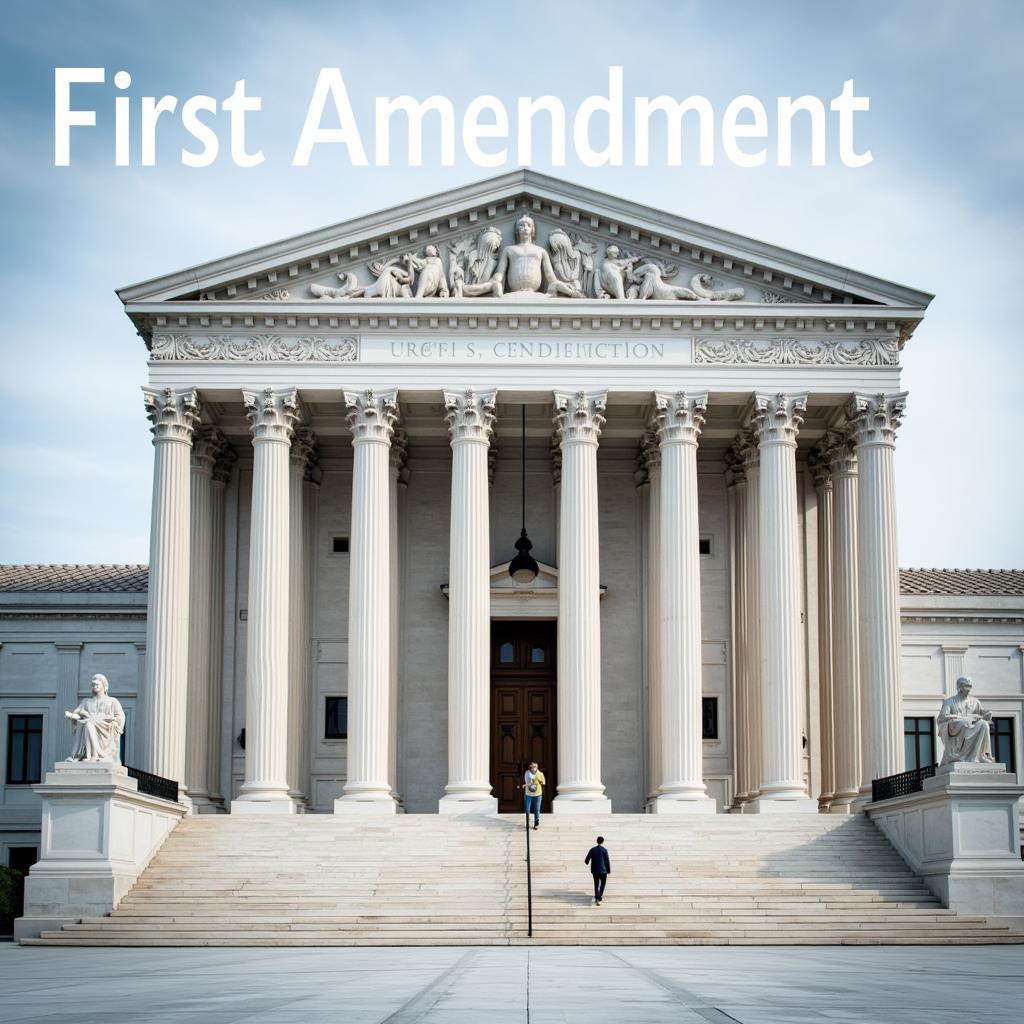 Supreme Court Building with First Amendment Overlay