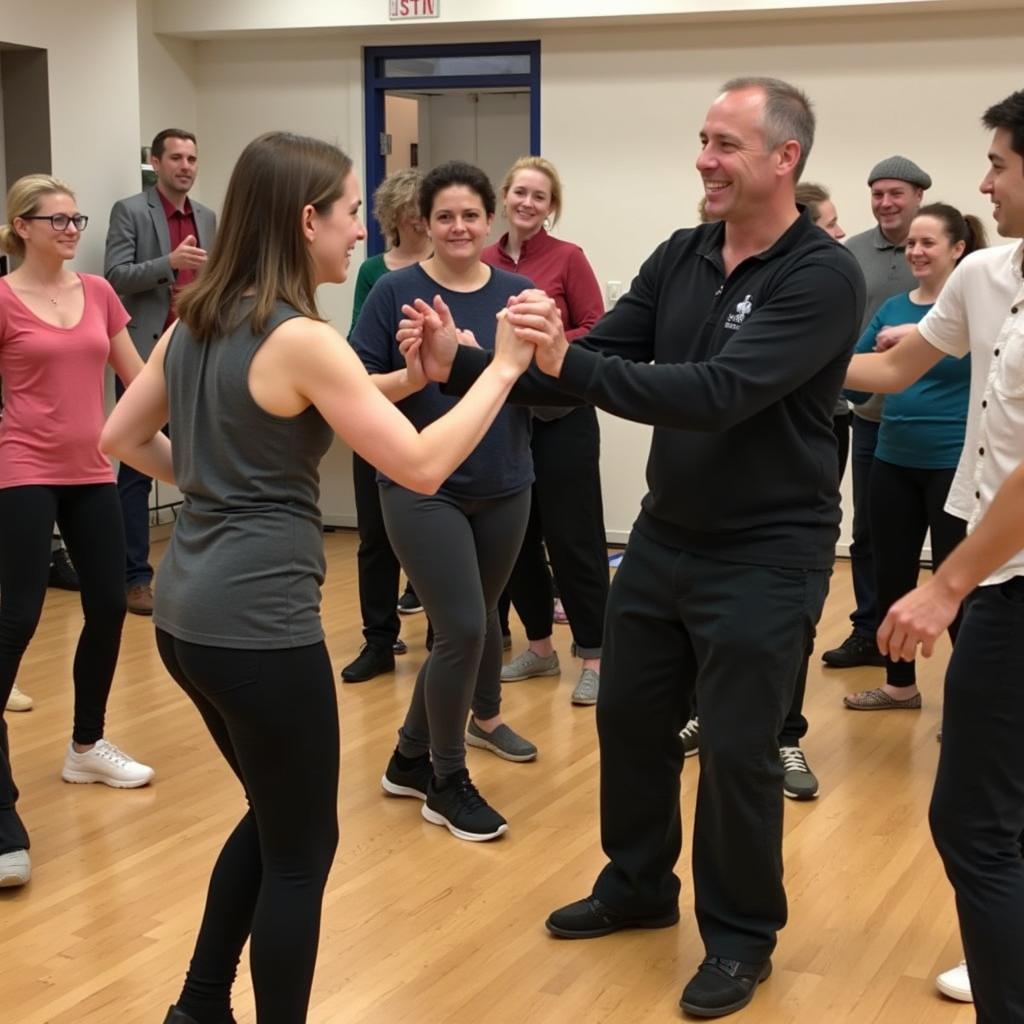 Swing Dance Class: Beginners Learning Basic Steps