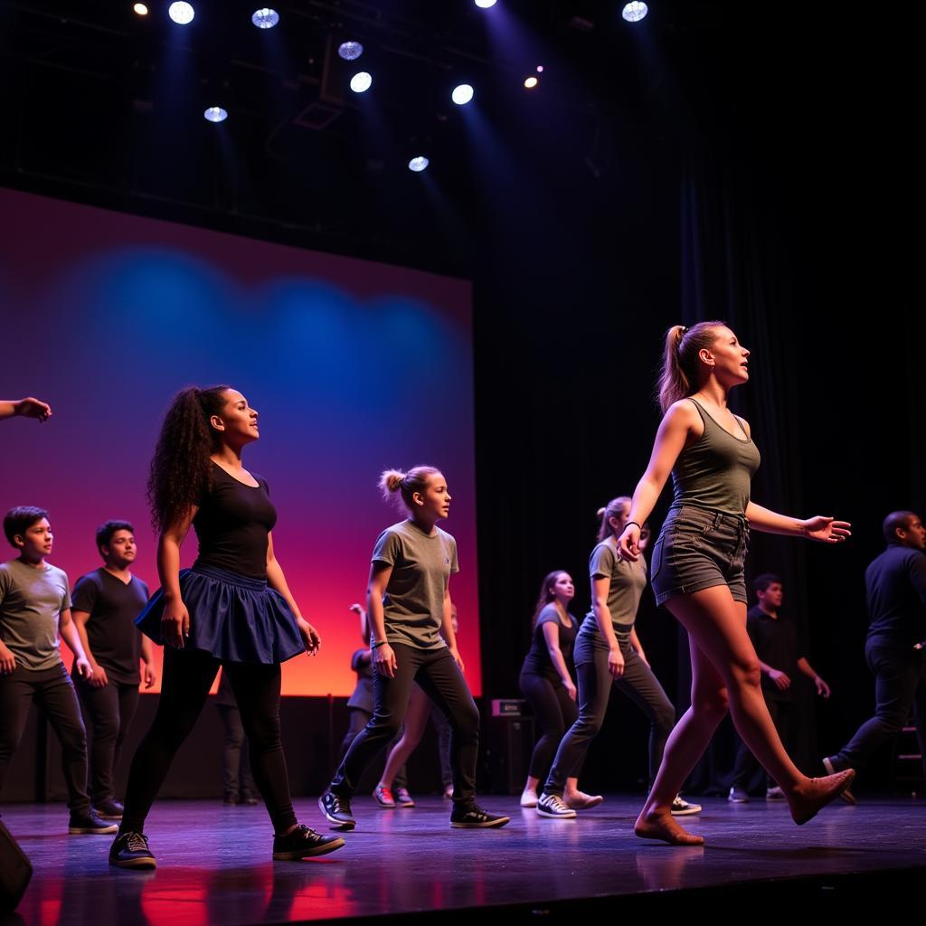 Thespian Students Performing on Stage