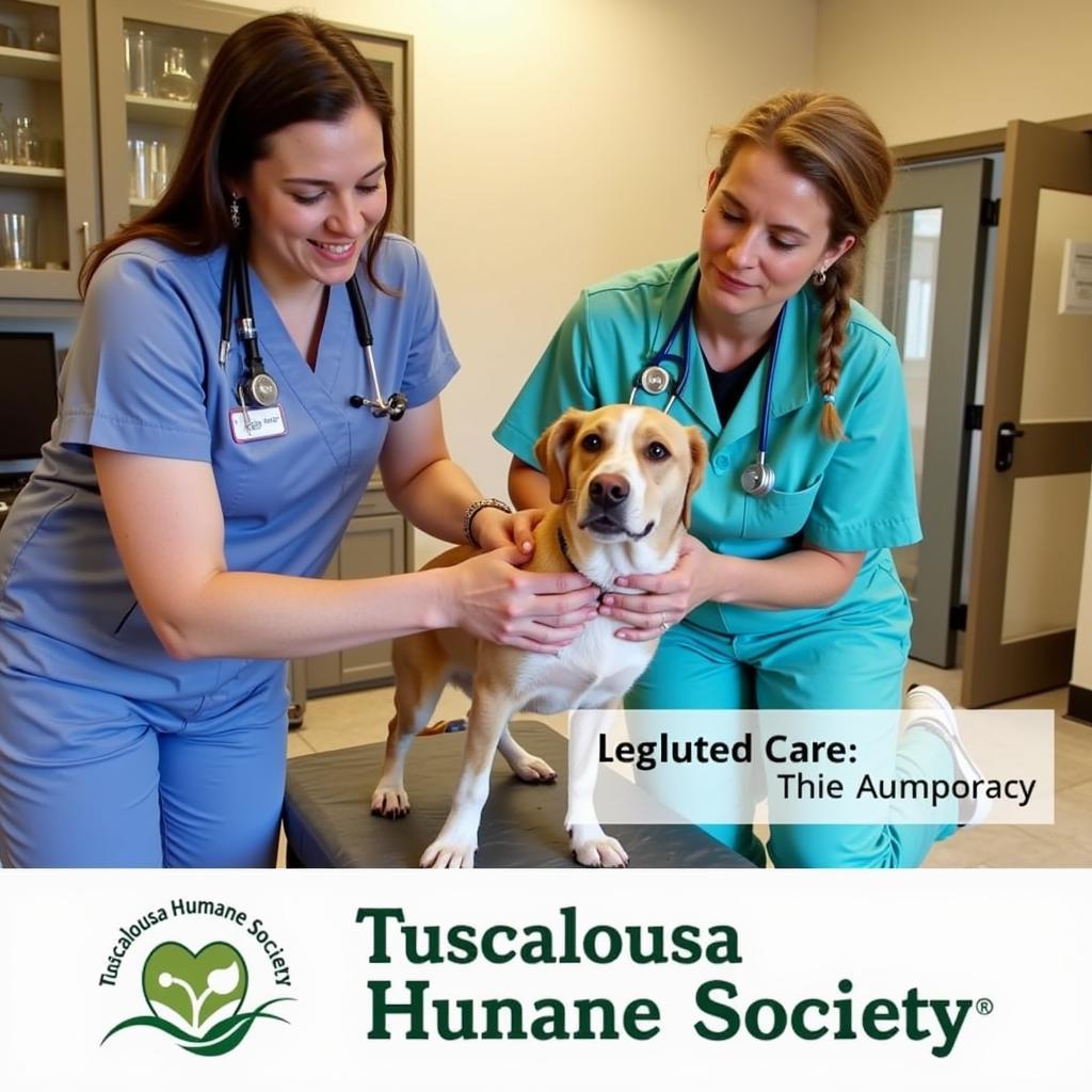 Tuscaloosa Humane Society Veterinarian Examining a Rescued Dog