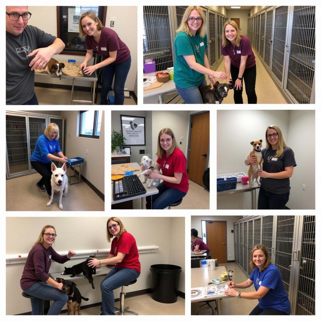 Volunteers at the Vermillion County Humane Society caring for animals