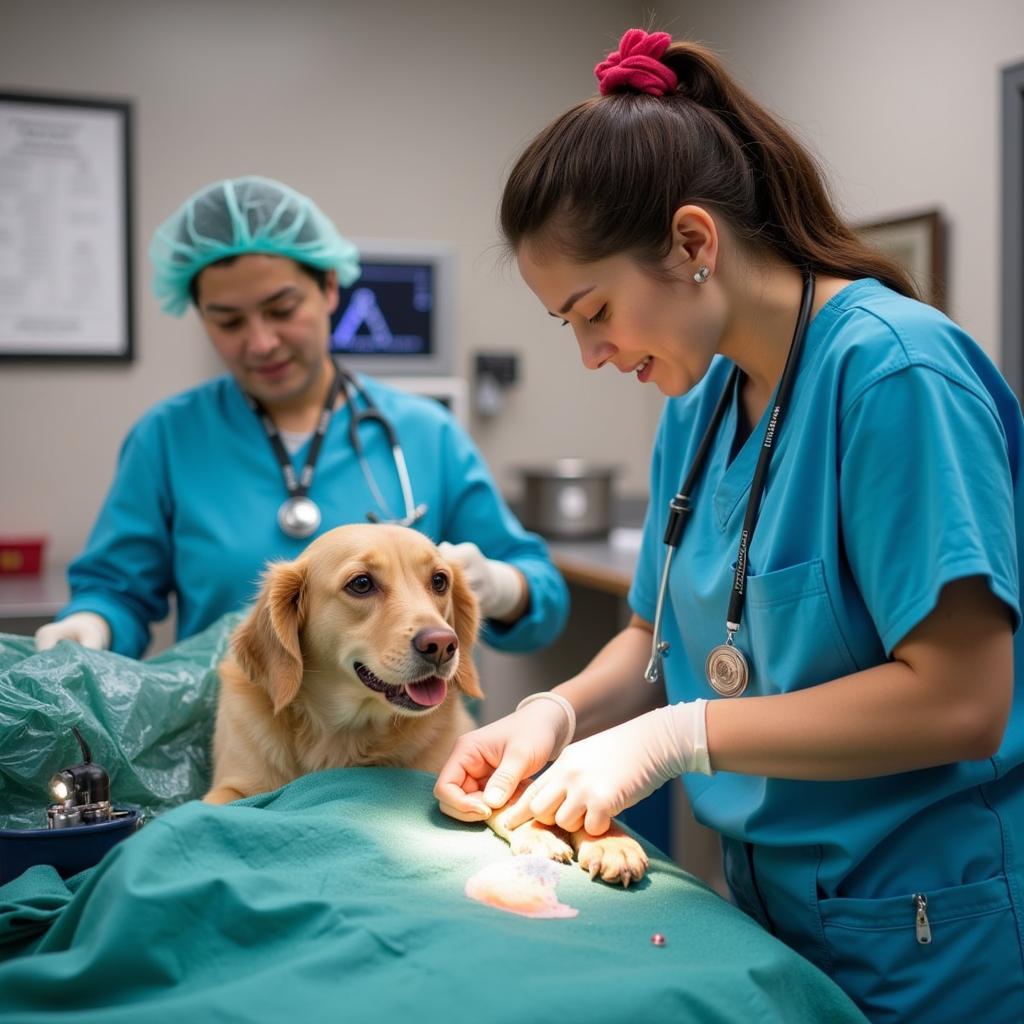 Veterinarian Performing Spay/Neuter Surgery