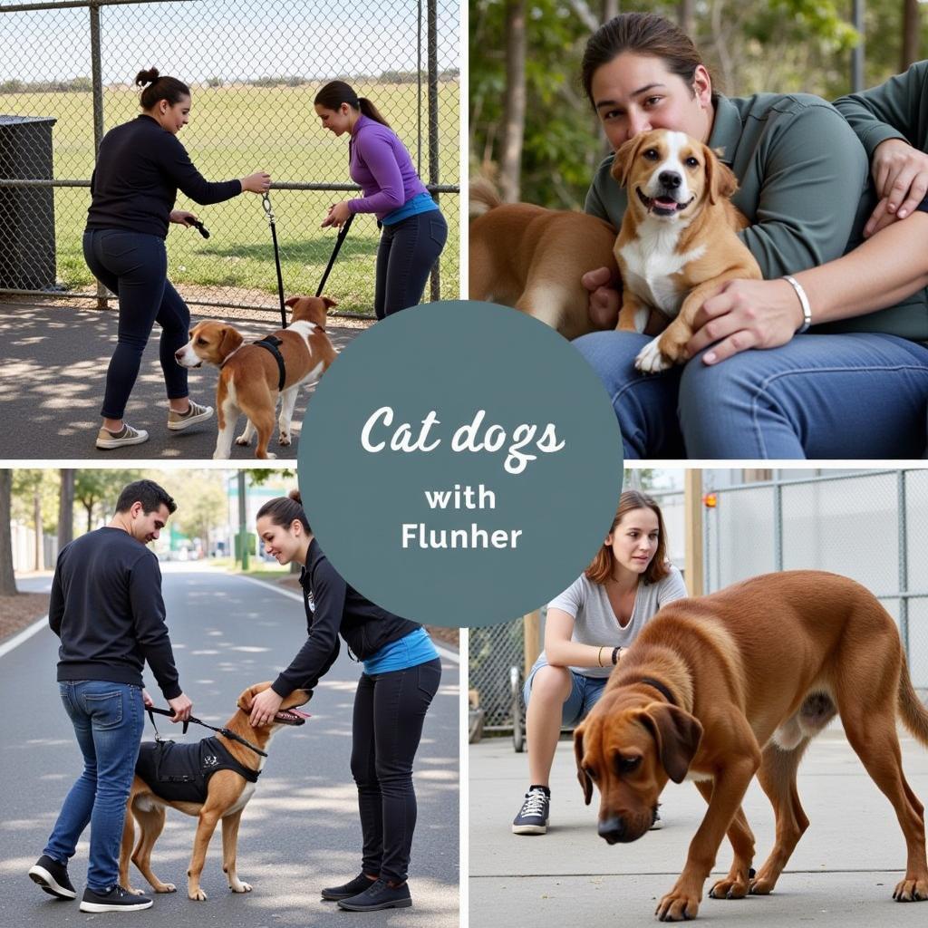 Volunteers interacting with and caring for dogs at the Delaware County Humane Society