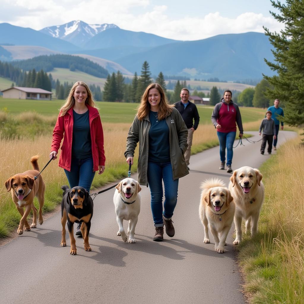 Volunteers Walking Dogs at Steamboat Springs Humane Society