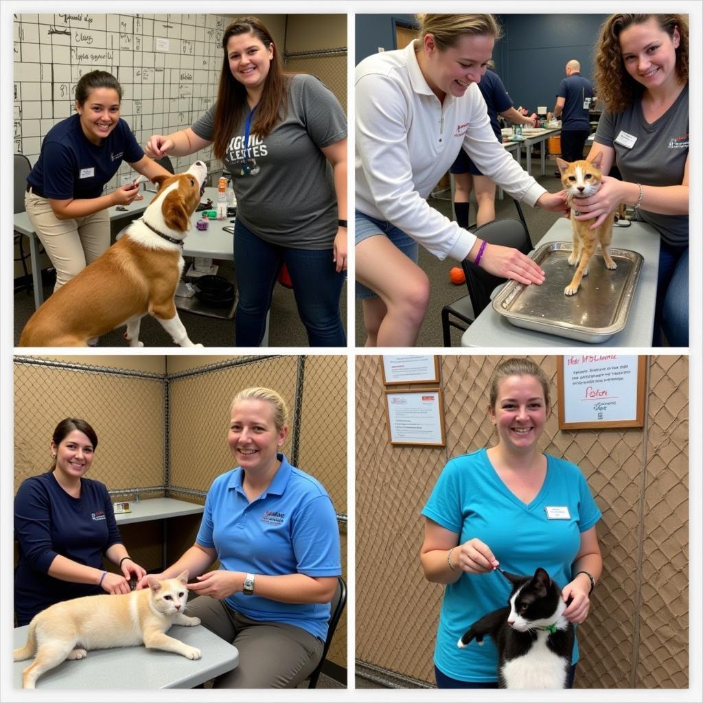 Volunteers at Watuaga Humane Society providing love and care to rescued animals.