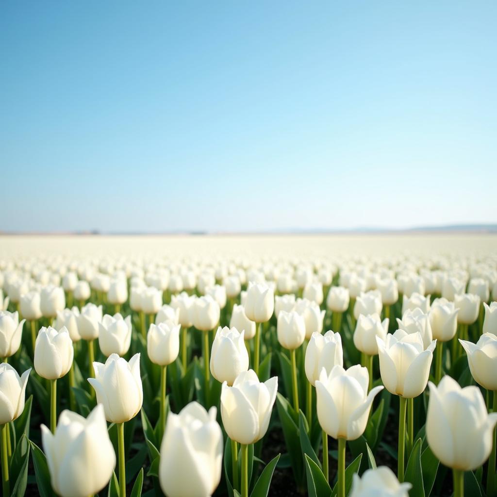 Field of White Tulips Representing Hope