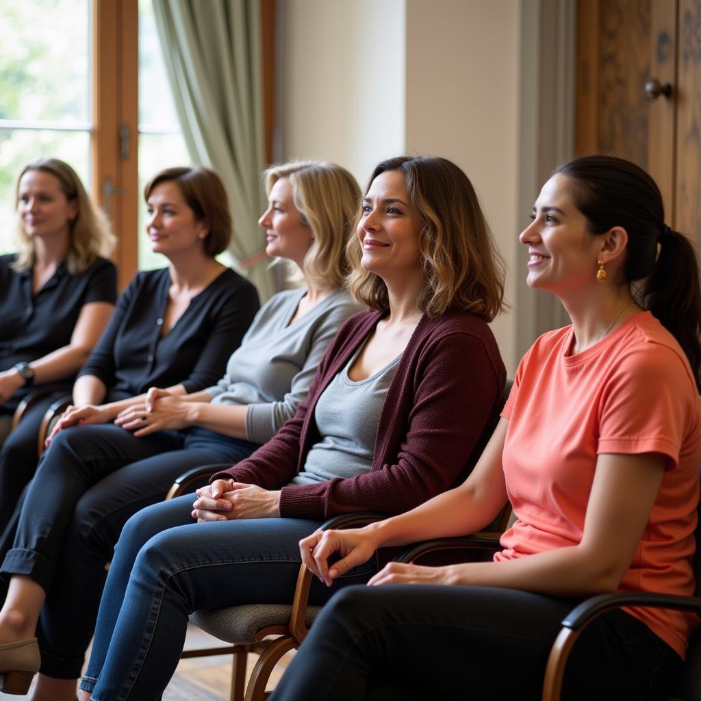 Diverse group of women discussing menopause