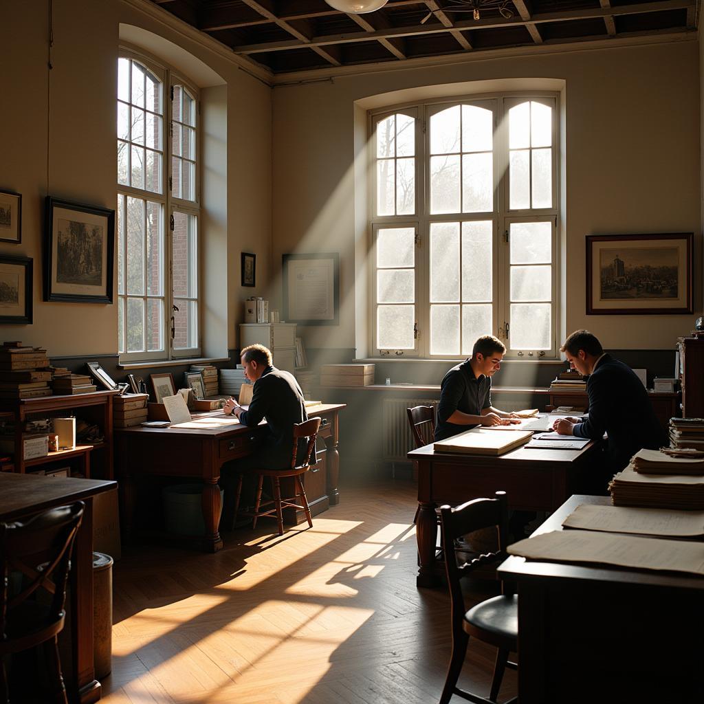 Researchers Examining Documents in the ACHS Archive Room