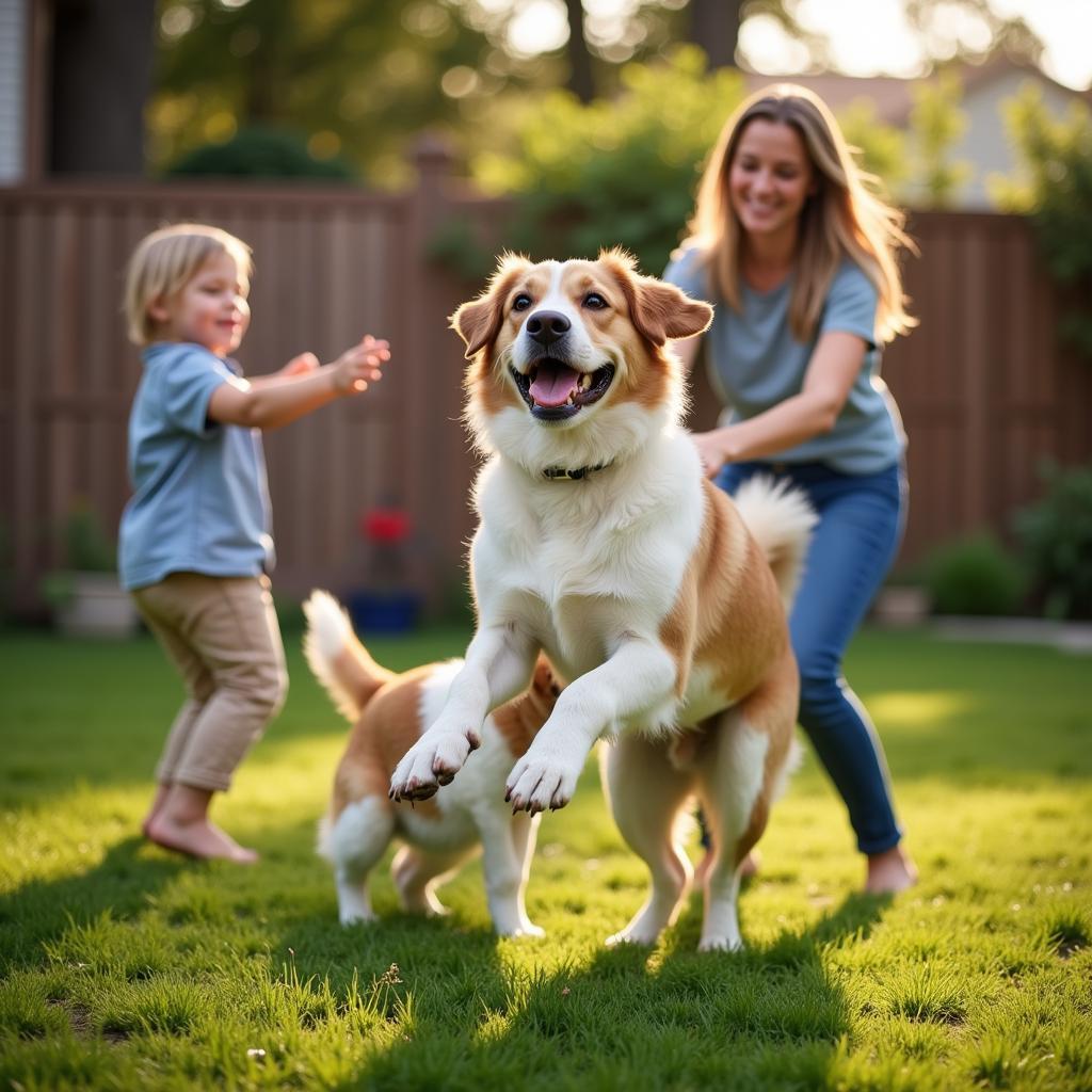 Adopted Dog with New Family