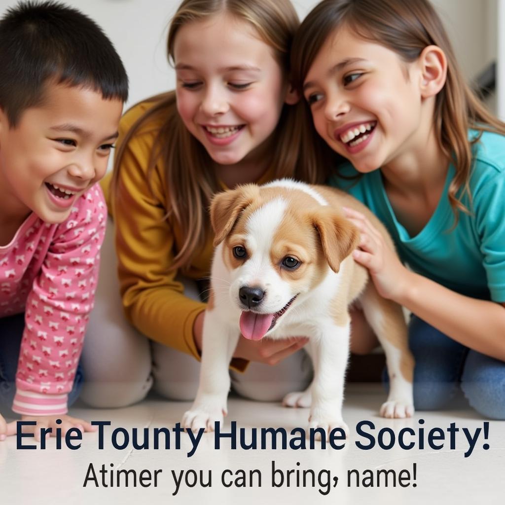 A family happily adopting a puppy from the Erie County Humane Society.