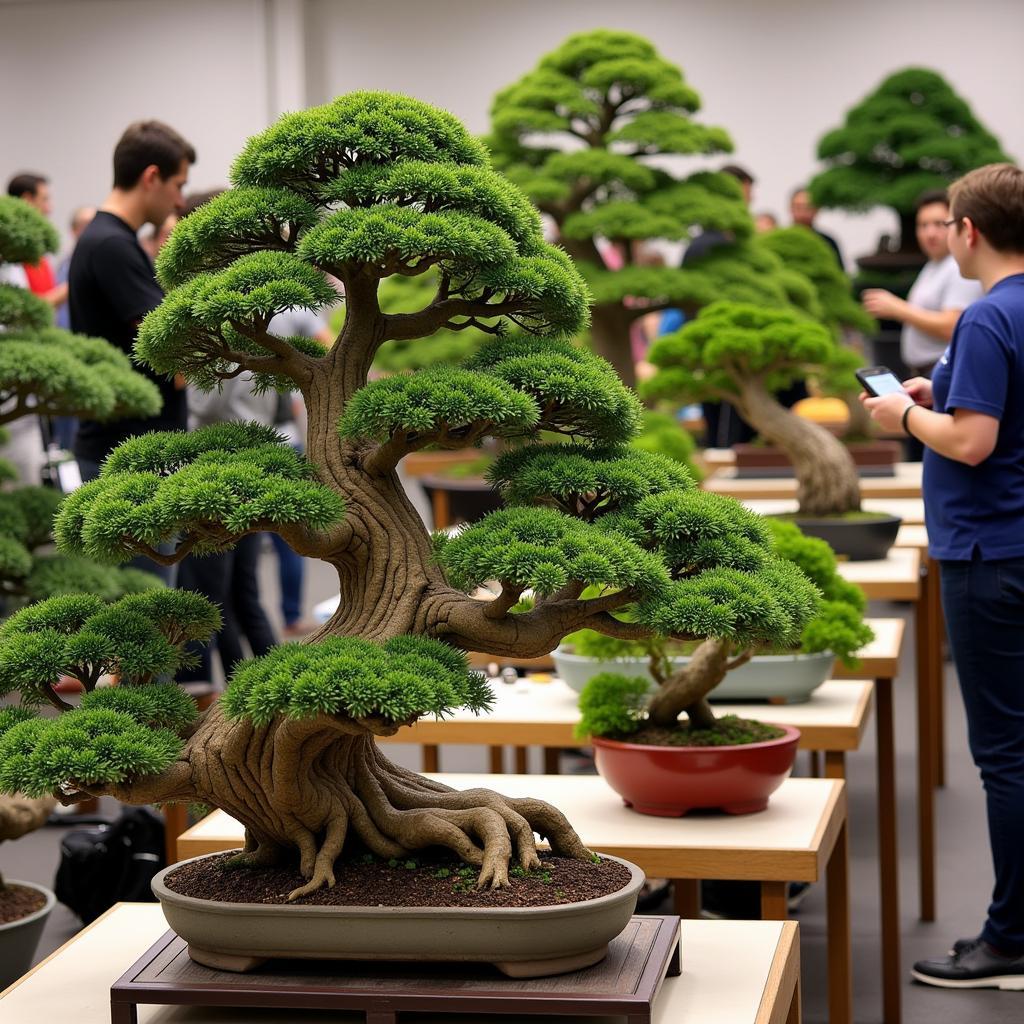 A bonsai exhibition showcasing the work of Alabama Bonsai Society members