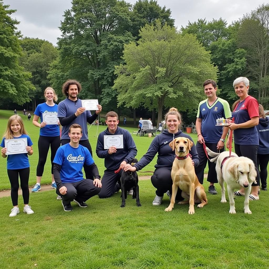 Participants celebrating after the American Cancer Society Dog Walk Challenge