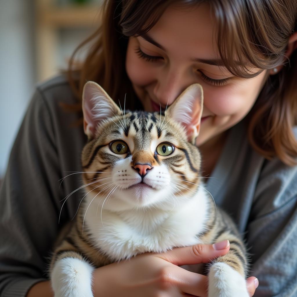 A Rescued Cat Receiving Cuddles