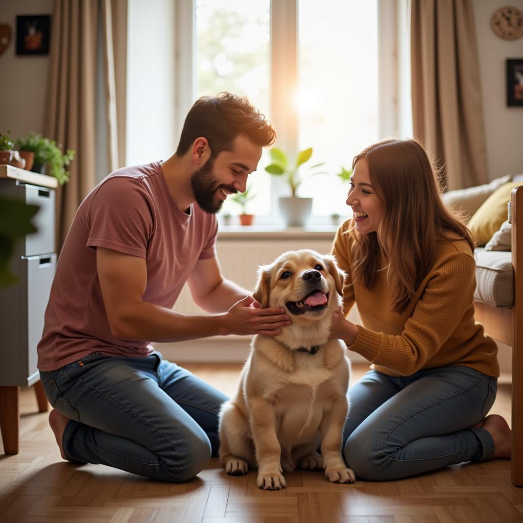 A family adopting a pet from the Appalachian Humane Society