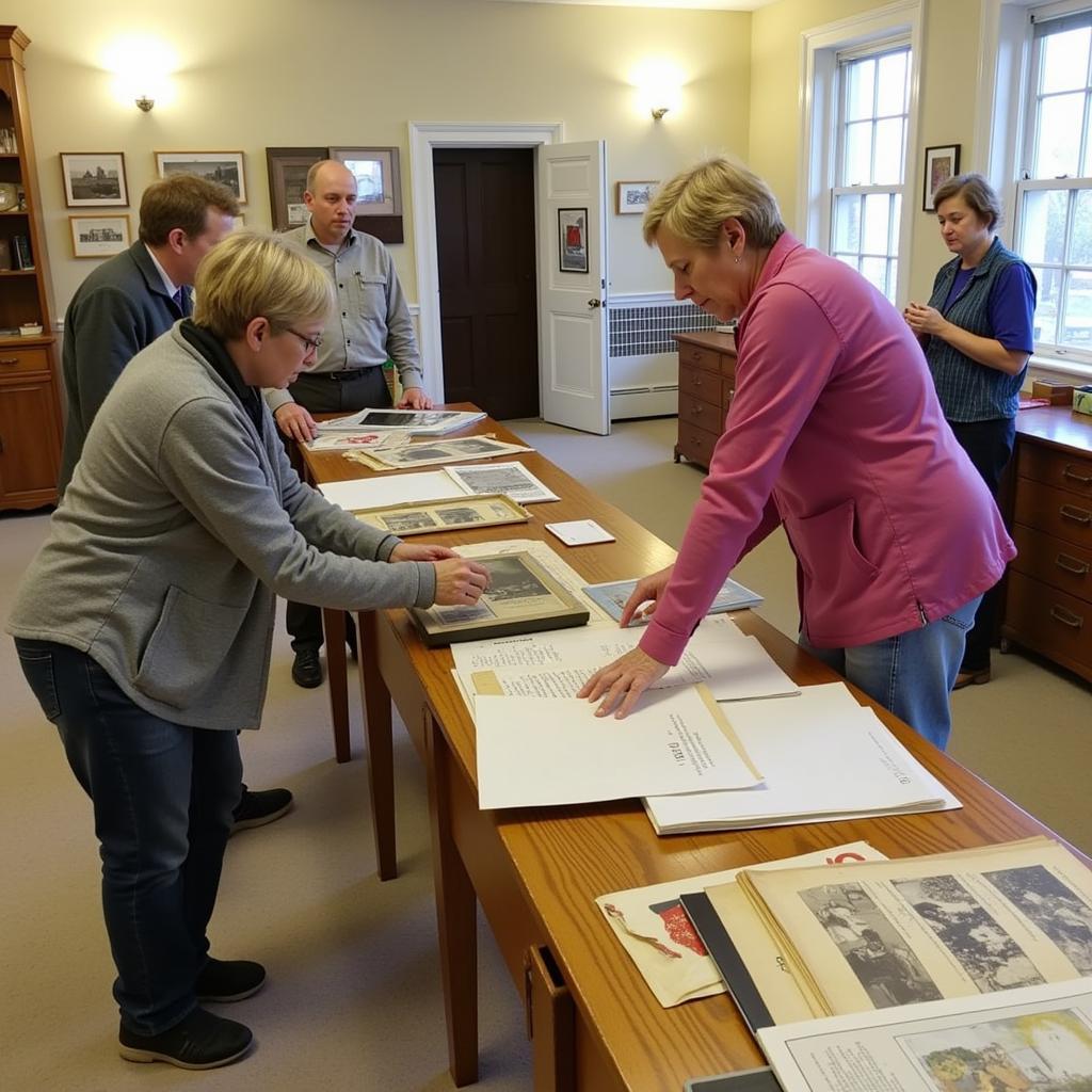 Ashland Historical Society Volunteers - A photograph of volunteers working at the Ashland Historical Society, assisting with archiving materials, preparing exhibits, and interacting with visitors.