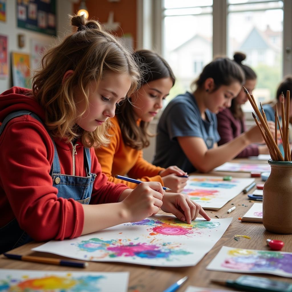 Artists participating in a workshop organized by the Bangor Art Society.