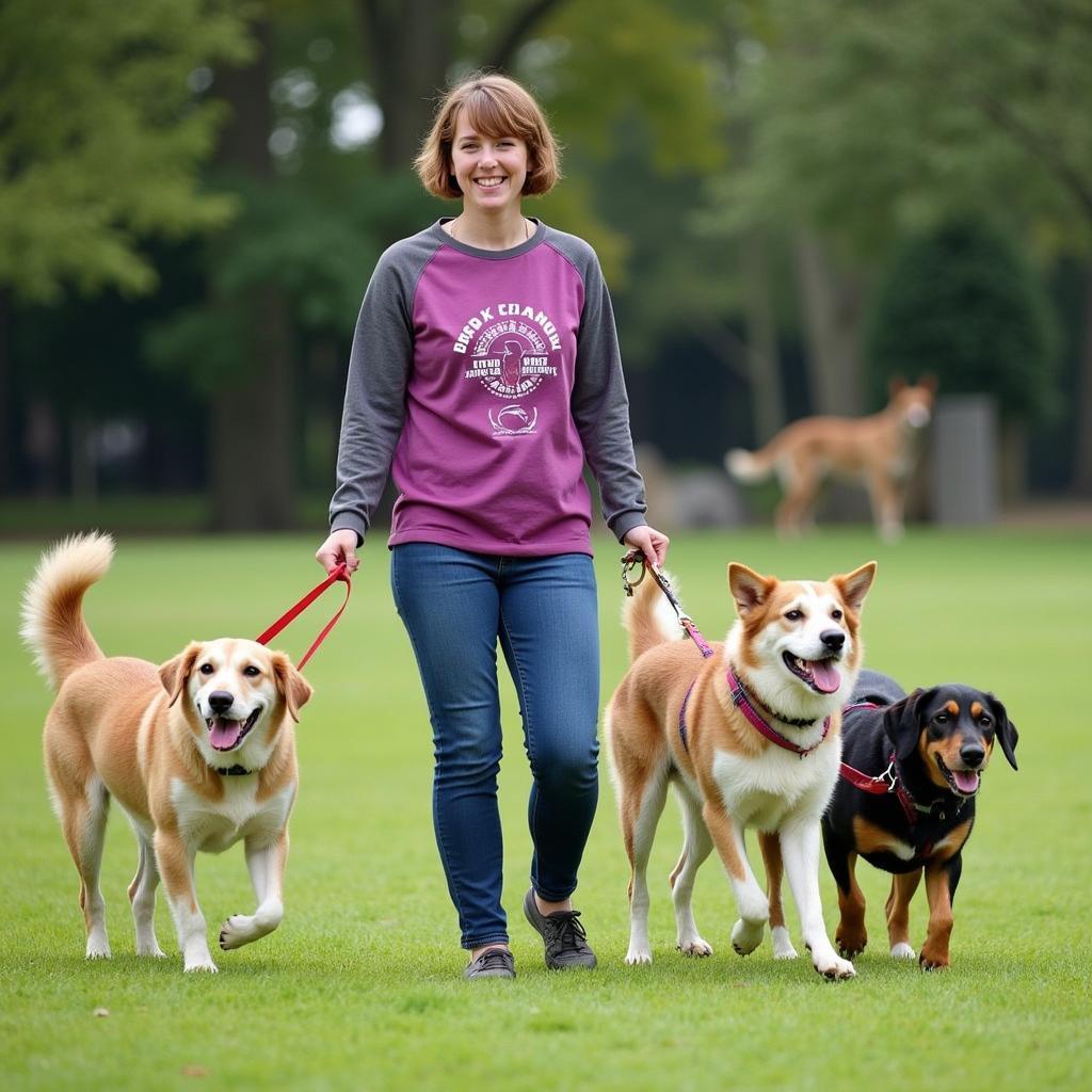 Volunteer Walking Dogs at Caroline County Humane Society