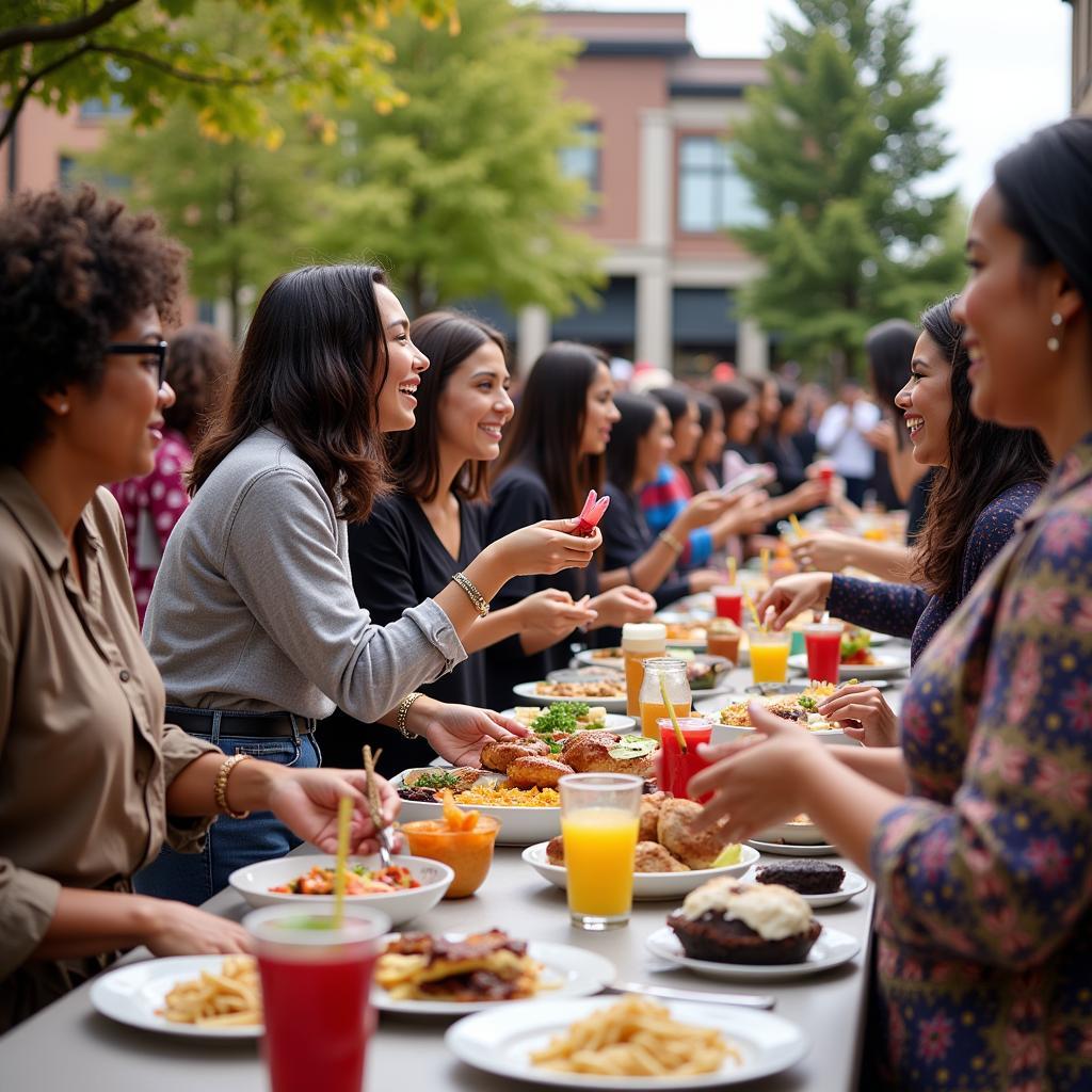 A diverse group of people enjoying a community event, symbolizing inclusivity and the celebration of different cultures.