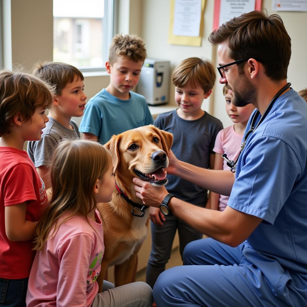 Children Learning About Animal Care