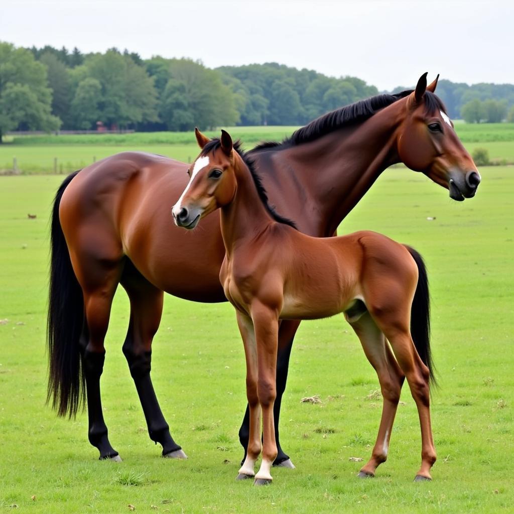 Cleveland Bay Foal with Mare