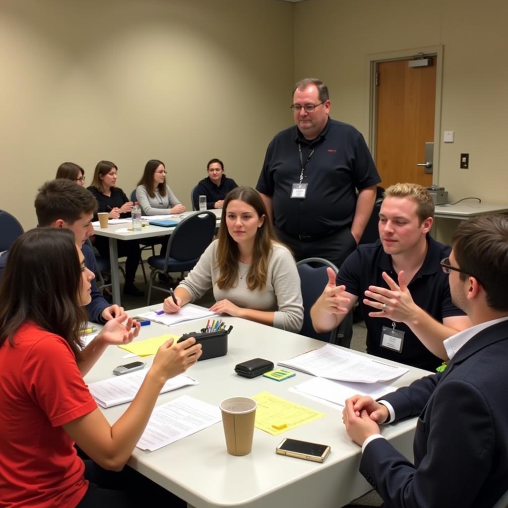 Members of the Columbia Choral Society discussing future plans and initiatives