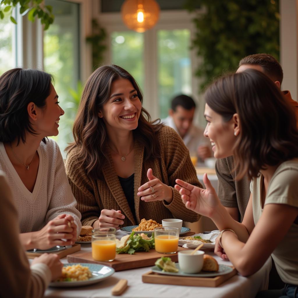 People from different cultures interacting and sharing experiences