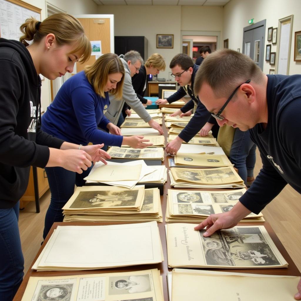 Darien Historical Society Volunteers: Volunteers working on archiving historical documents.