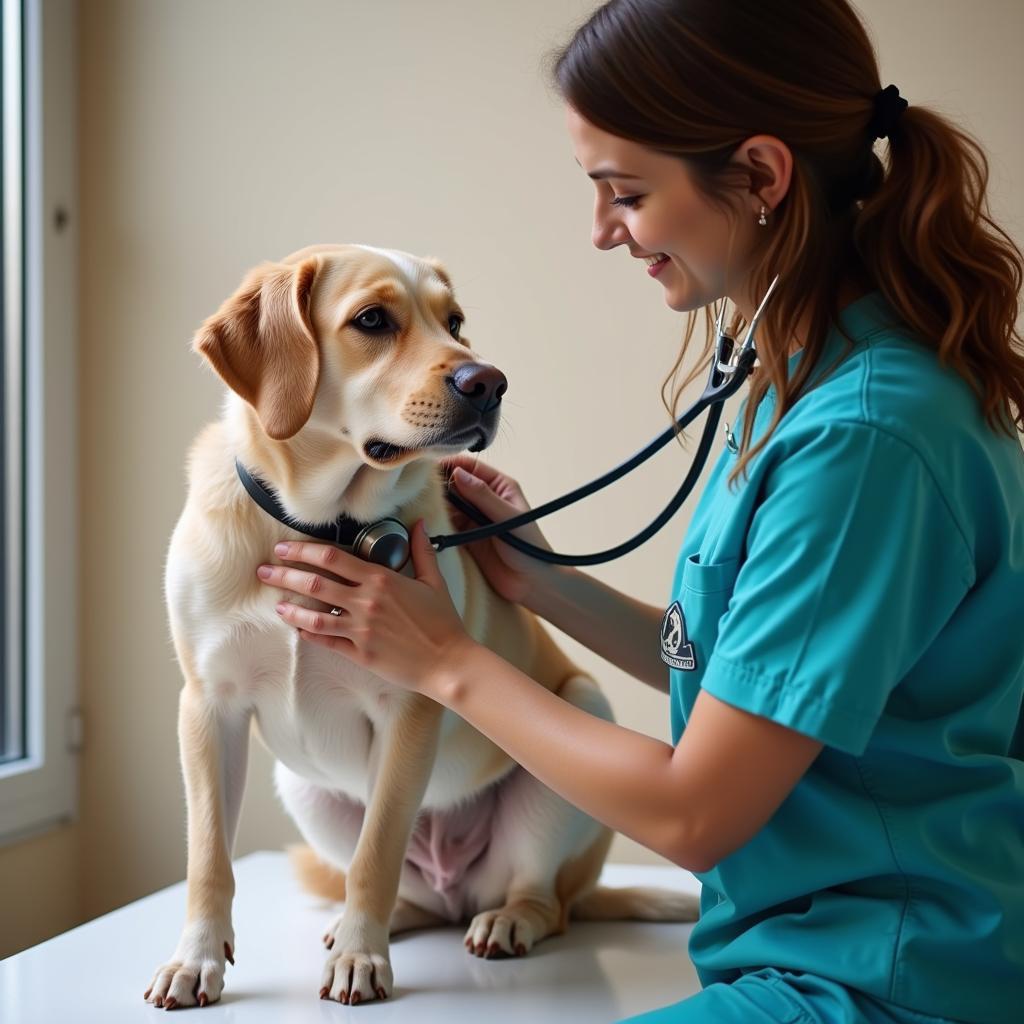 Dayton Humane Society Vet Examining a Dog