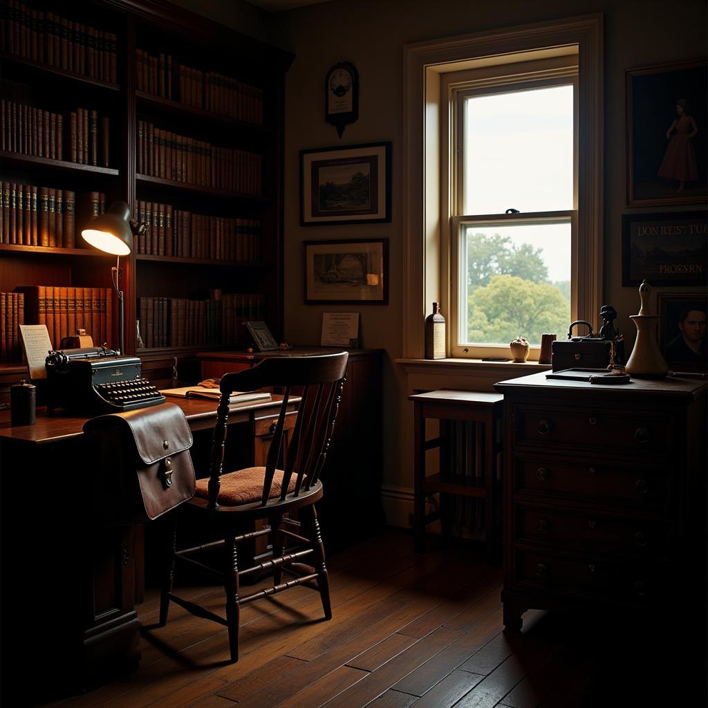 Dead Poets Society Inspired Room: Vintage decor, antique books, and cozy lighting.