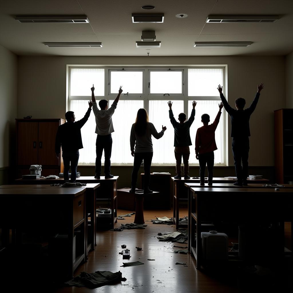 Students Standing on Desks in Defiance