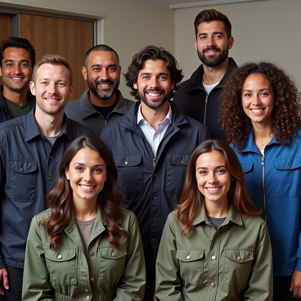 Group of people wearing the Eden Society Utility Jacket, representing unity and diversity.