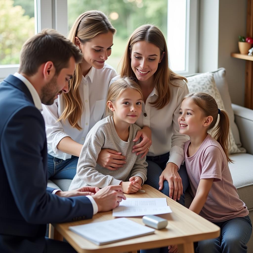 A family meeting with a funeral director in a comfortable setting