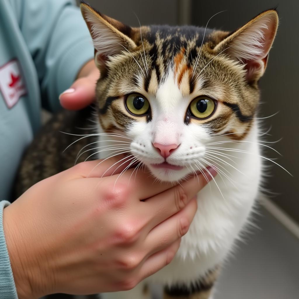 A cat being lovingly petted at the Fayette County Humane Society