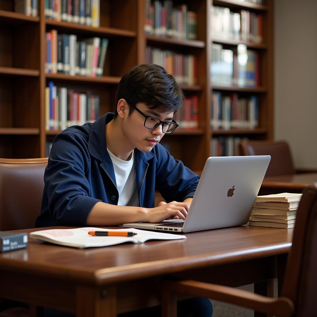 GCU Student Studying in the Library