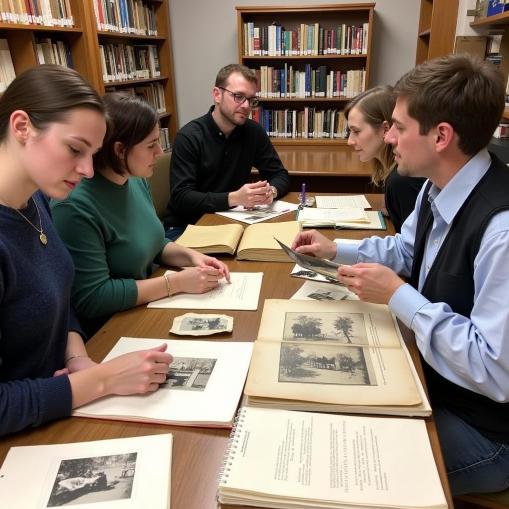 Researchers Examining Documents in the Geary County Historical Society Archives