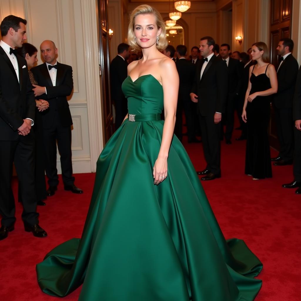 Grace Kelly in a glamorous red carpet gown