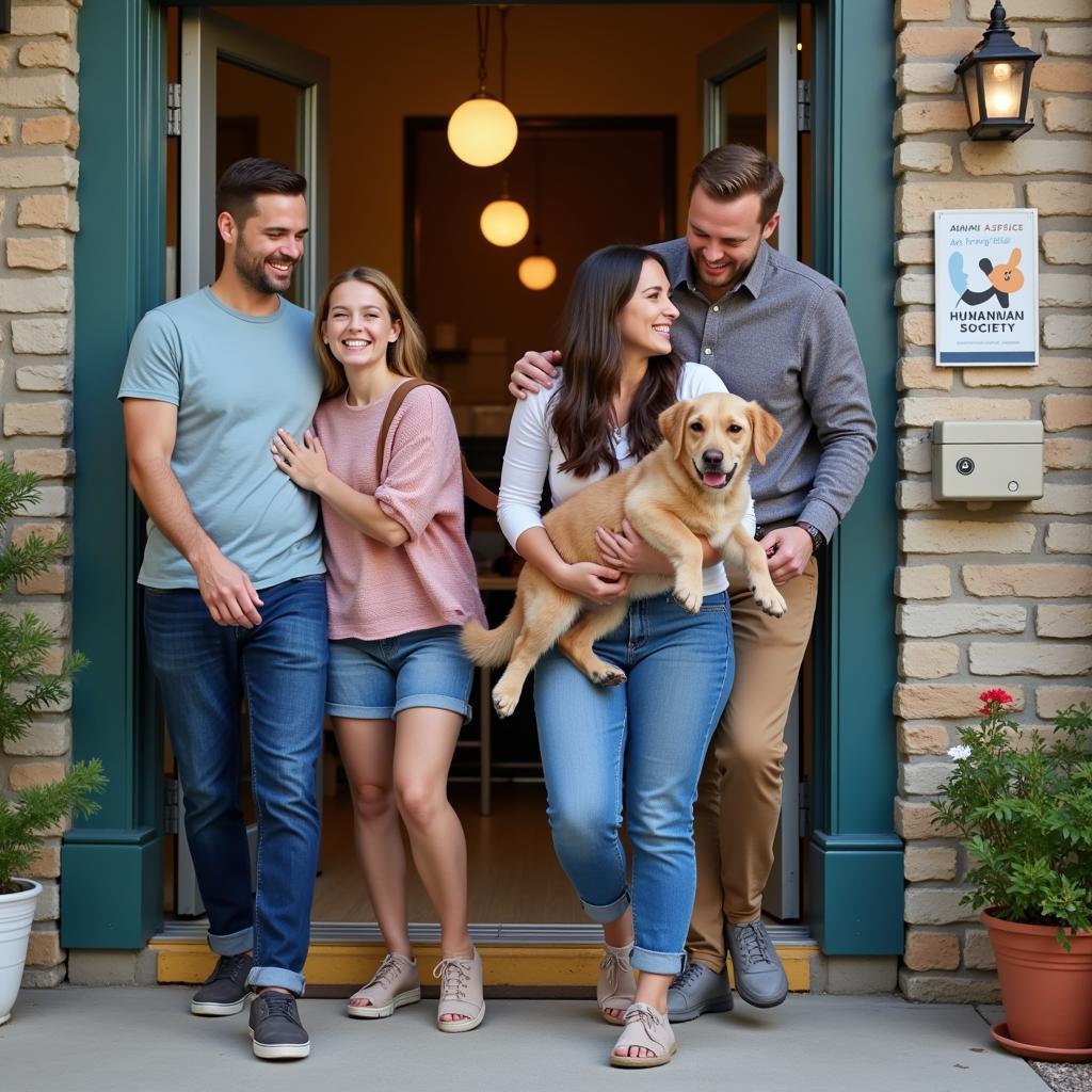 A family happily adopts a new pet from the Grand Rapids Humane Society MN.