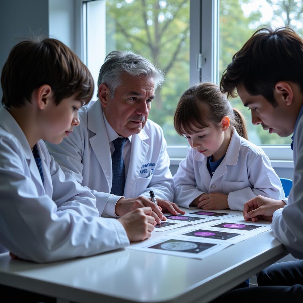 Group of Pediatric Pathologists Collaborating on a Case