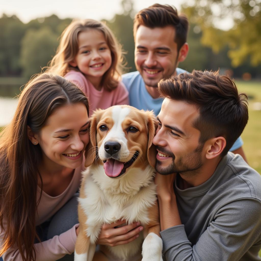 Happy Family with Adopted Pet