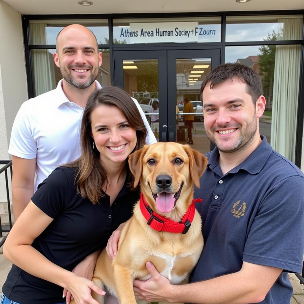 Happy Family with Newly Adopted Dog