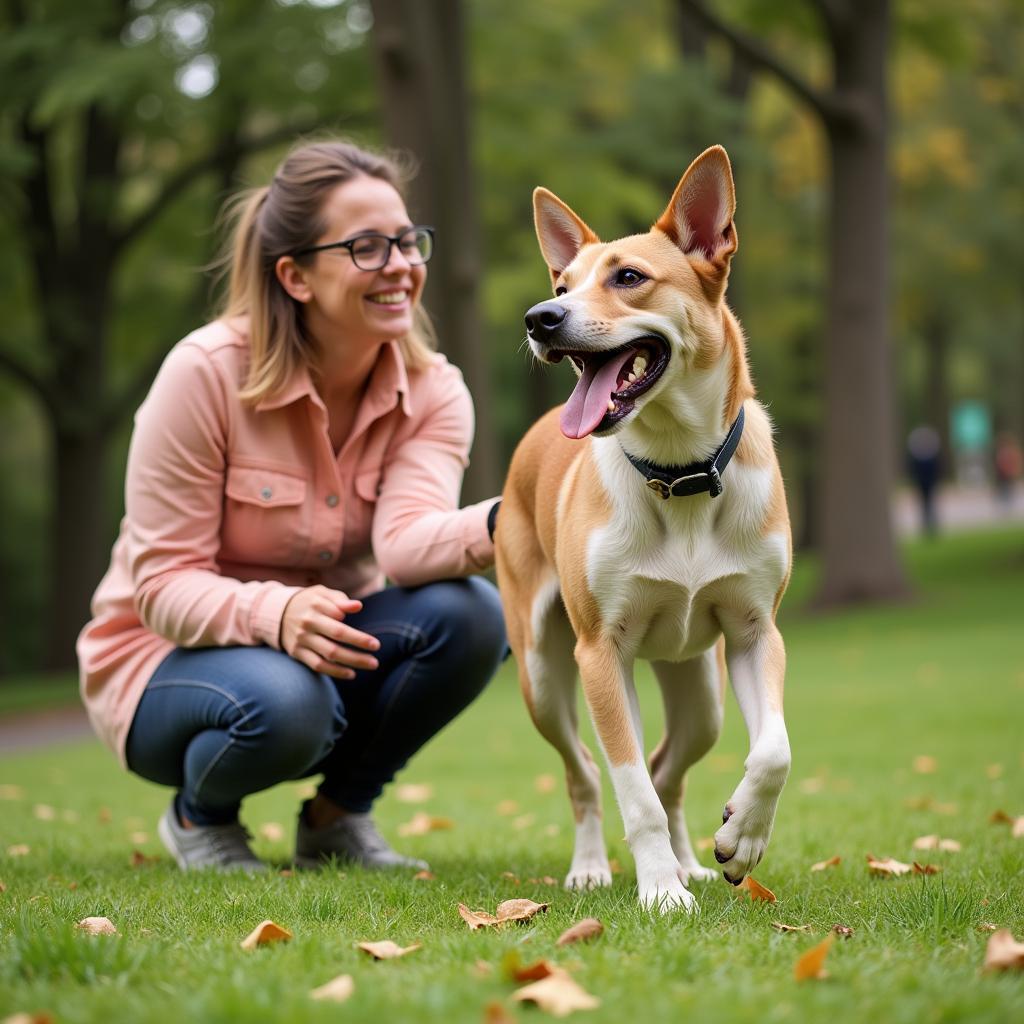 Happy Neutered Dog with Owner