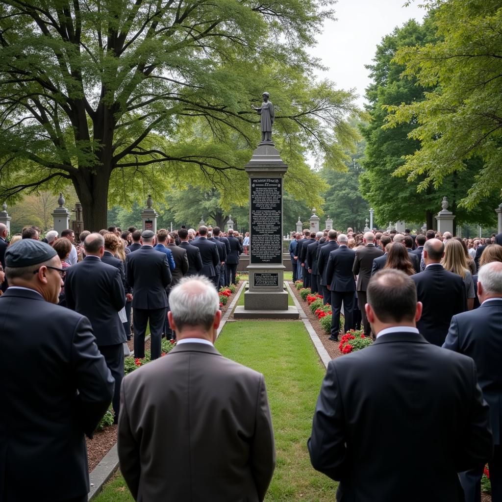 Memorial service at the Hebrew Free Burial Society cemetery