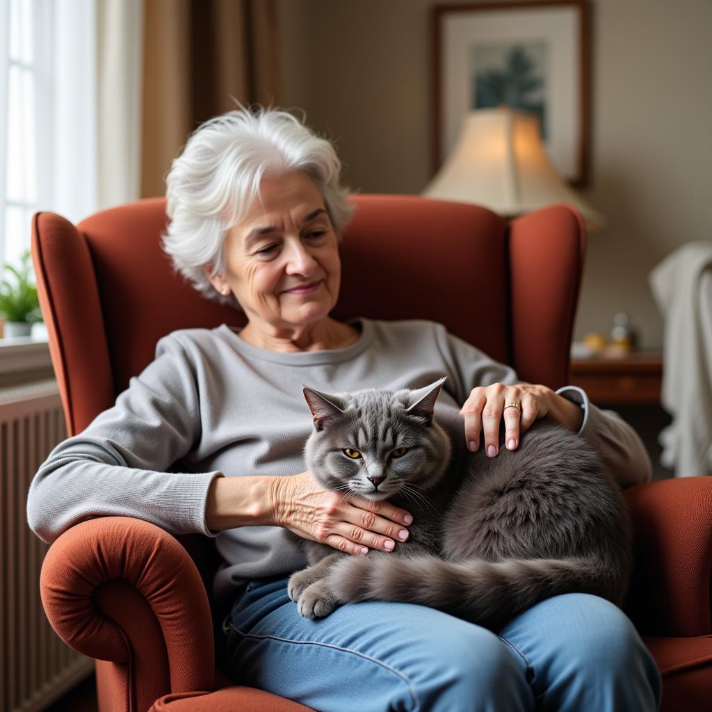 Therapy Cat Comforting Senior Citizen