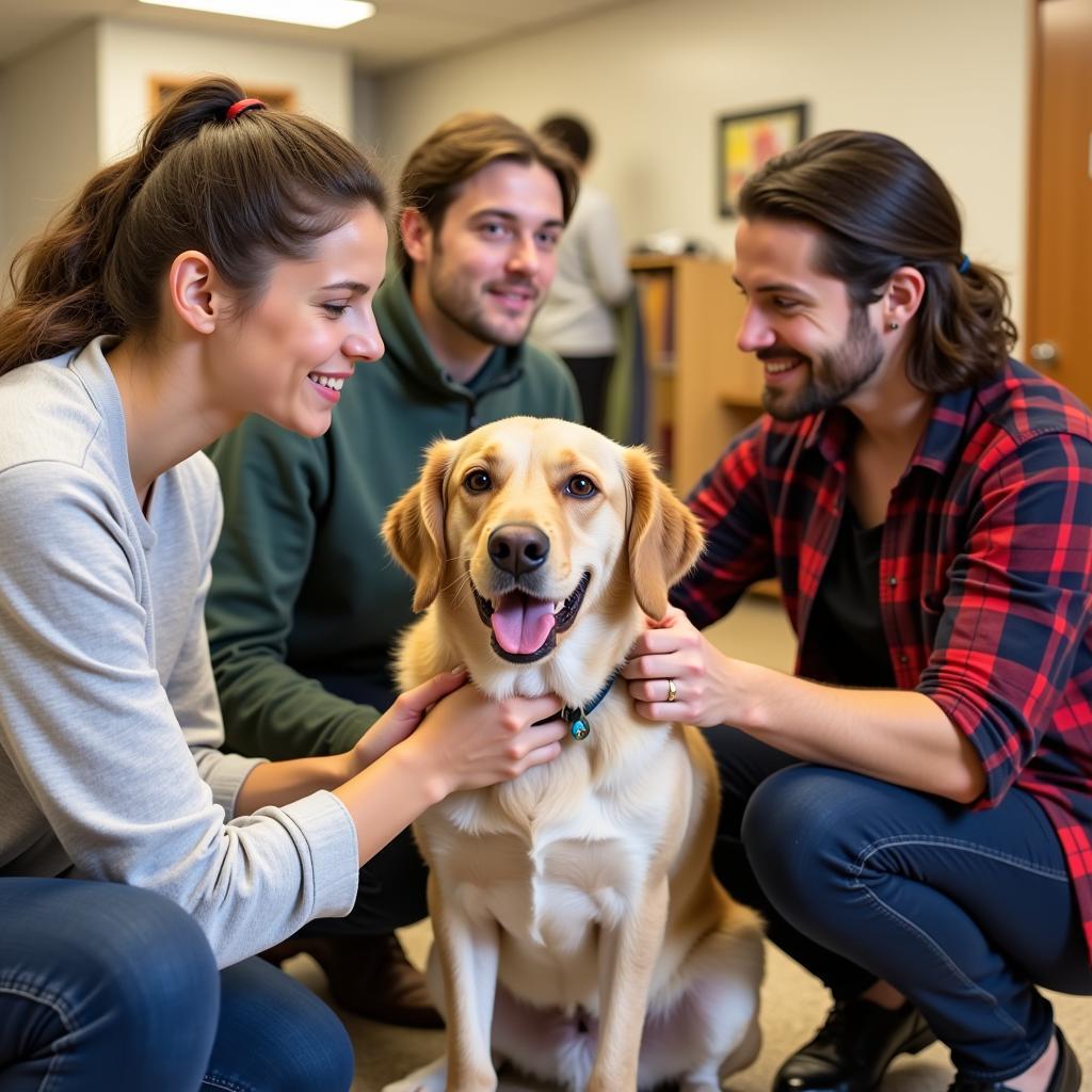 A family meeting a potential pet at the Humane Society Kirksville