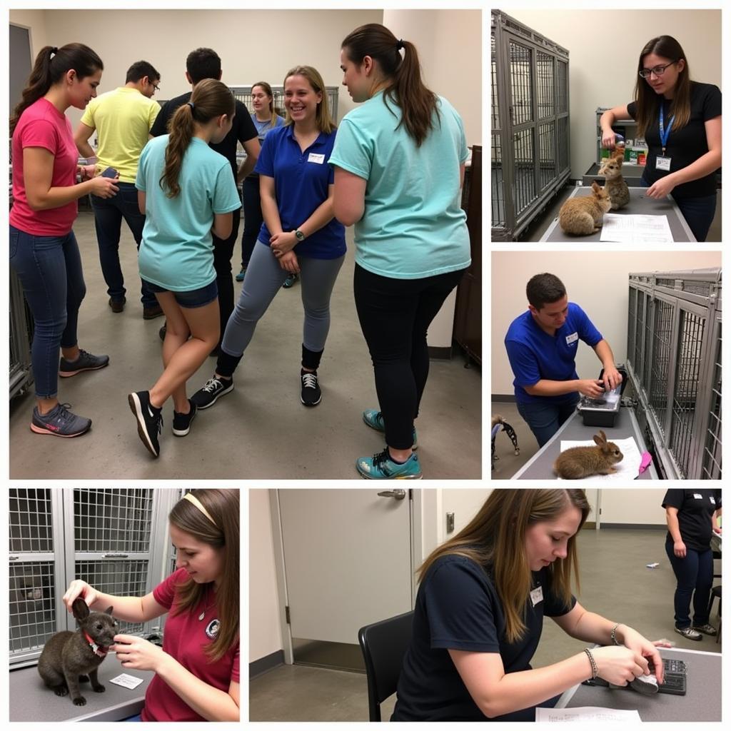 Volunteers at the Humane Society Mandeville caring for animals