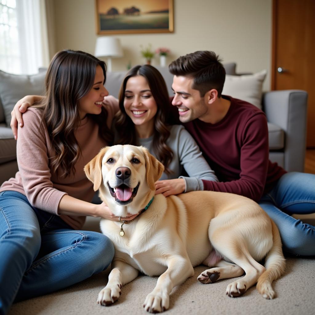 A Happy Family with their Newly Adopted Dog