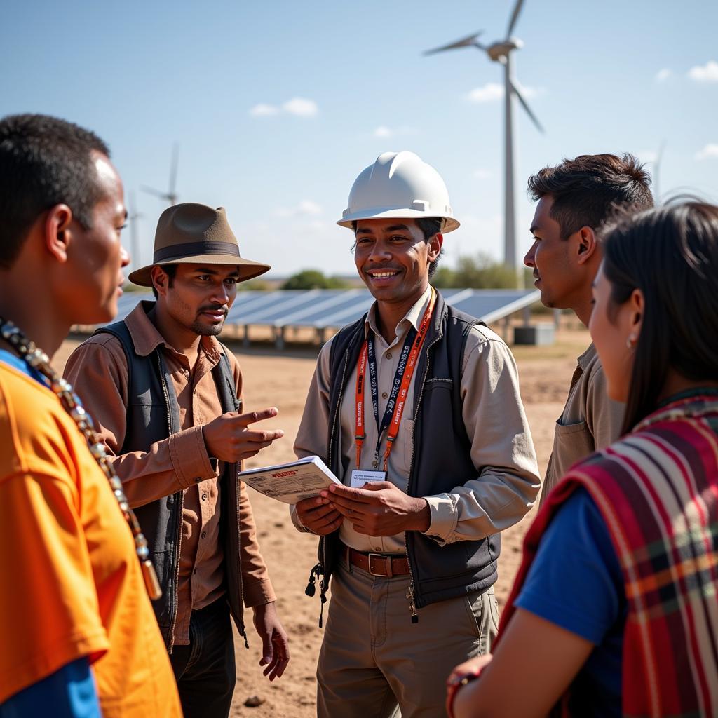 Indigenous Engineer Working in Community